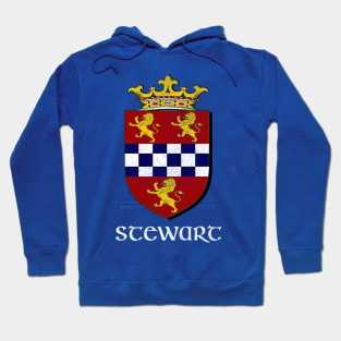 Stewart Name / Faded Style Family Crest Coat Of Arms Design Hoodie